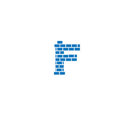 letter f creative logo illustration bricks template color abstract vector design
