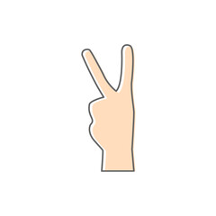 Hand gesture icon. Victory hand symbol. Peace sign vector illustration. Colorful arm silhouette.