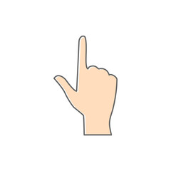Hand gesture icon. Hand pointing with index finger illustration. Arm showing silhouette.	