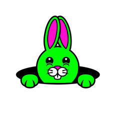 cute bunny peeking out of a hole