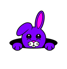 cute bunny peeking out of a hole