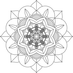 Easy Mandala coloring book simple and basic for beginners, seniors and children. Set of Mehndi flower pattern for Henna drawing and tattoo. Decoration in ethnic oriental, Indian style.