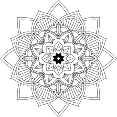 Easy Mandala coloring book simple and basic for beginners, seniors and children. Set of Mehndi flower pattern for Henna drawing and tattoo. Decoration in ethnic oriental, Indian style.