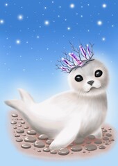 A baby seal in crown 