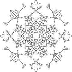 Easy Mandala coloring book simple and basic for beginners, seniors and children. Set of Mehndi flower pattern for Henna drawing and tattoo. Decoration in ethnic oriental, Indian style.