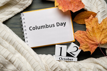 Columbus Day of autumn month calendar october