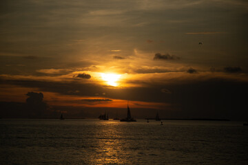 Fototapeta na wymiar sunset celebration in Key west florida in September 