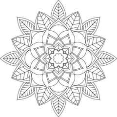 Easy Mandala coloring book simple and basic for beginners, seniors and children. Set of Mehndi flower pattern for Henna drawing and tattoo. Decoration in ethnic oriental, Indian style.