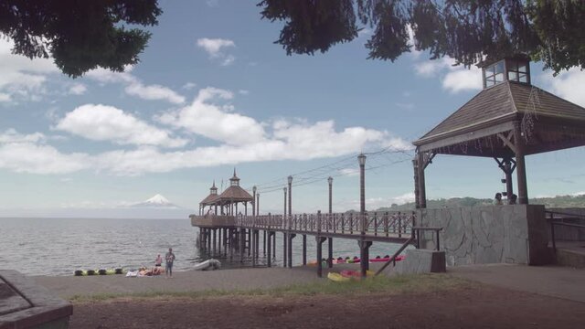 Frutillar view and town at Languihue lake and Osorno Volcano. Puerto Varas, Chile, South America.
