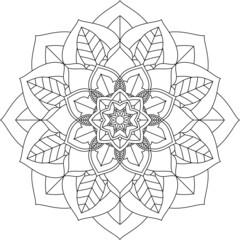 Easy Mandala coloring book simple and basic for beginners, seniors and children. Set of Mehndi flower pattern for Henna drawing and tattoo. Decoration in ethnic oriental, Indian style.