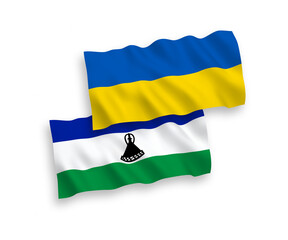 Flags of Lesotho and Ukraine on a white background