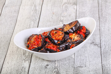 Roasted eggplant with chili pepper