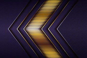 Obraz premium dark shadow purple space with abstract golden gradient overlap layer design