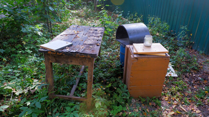 old wooden table in the country