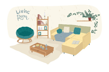 Interior design of living room. Scandinavian style. Vector illustration