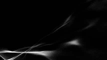 Dot white black wave technology texture background. Abstract big data digital concept. 3d rendering.