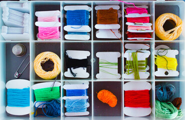 Sewing box with all threads organized