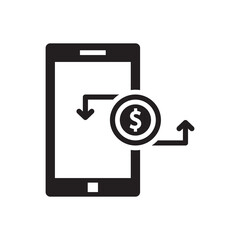 money transfer icon - online dollar transaction with mobile icon symbol vector