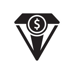 diamond icon - gemstone with dollar sign symbol icon