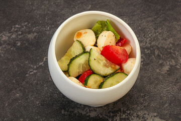 Salad with vegetables and mozzarlla