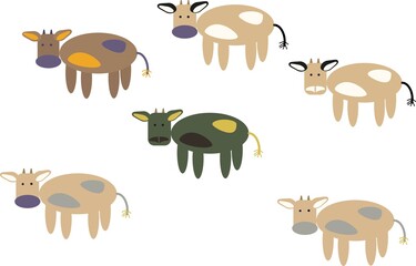 Obraz premium six cows, vector