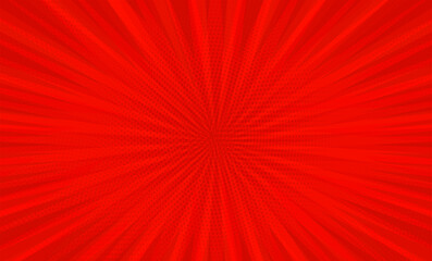 Comic book pop art strip radial on red background