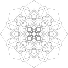 Easy Mandala coloring book simple and basic for beginners, seniors and children. Set of Mehndi flower pattern for Henna drawing and tattoo. Decoration in ethnic oriental, Indian style.