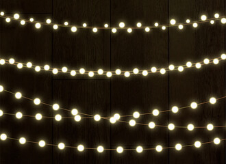 Christmas lights on a transparent background. Garland shining with Christmas lights. Festive...