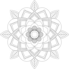 Easy Mandala coloring book simple and basic for beginners, seniors and children. Set of Mehndi flower pattern for Henna drawing and tattoo. Decoration in ethnic oriental, Indian style.