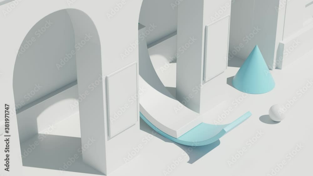 Poster 3d render of bright abstract architecture geometry. bright light with sharp shadows. minimalism.