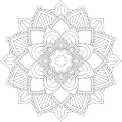 Easy Mandala coloring book simple and basic for beginners, seniors and children. Set of Mehndi flower pattern for Henna drawing and tattoo. Decoration in ethnic oriental, Indian style.