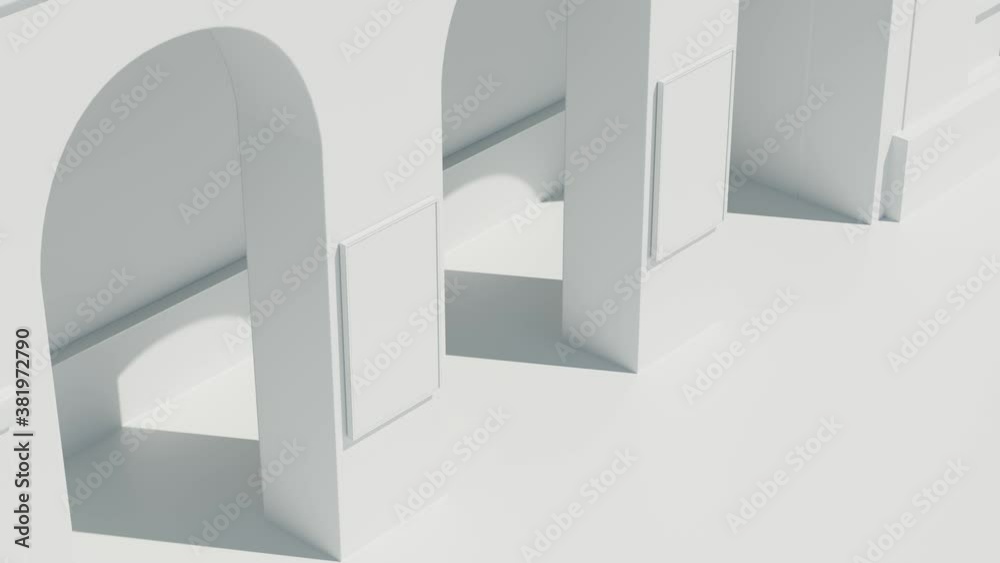 Poster 3d render of bright abstract architecture geometry. bright light with sharp shadows. minimalism.