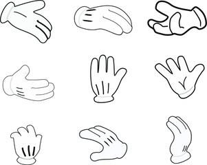 Set of hands Signs on white background. Vector