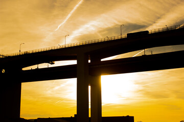 sunset over the bridge