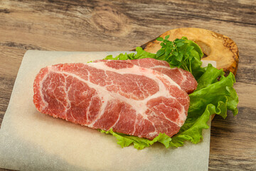 Raw pork meat neck steack