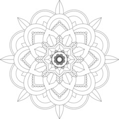 Easy Mandala coloring book simple and basic for beginners, seniors and children. Set of Mehndi flower pattern for Henna drawing and tattoo. Decoration in ethnic oriental, Indian style.