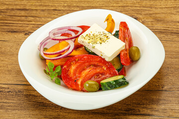 Traditional Greek salad with feta cheese