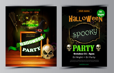Halloween party flyer set vector