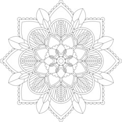 Easy Mandala coloring book simple and basic for beginners, seniors and children. Set of Mehndi flower pattern for Henna drawing and tattoo. Decoration in ethnic oriental, Indian style.