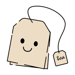 Tea bug flat illustration. Vectopr smiled teabug.