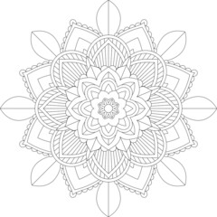 Easy Mandala coloring book simple and basic for beginners, seniors and children. Set of Mehndi flower pattern for Henna drawing and tattoo. Decoration in ethnic oriental, Indian style.