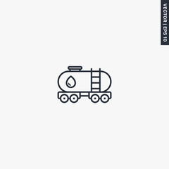 Oil train, linear style sign for mobile concept and web design