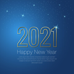 Happy New Year 2021 greeting card. Vector illustration. 