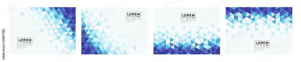 Wall mural set of colorful gradient triangle on white background with space. modern background for business or 
