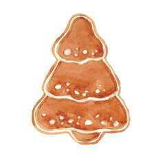 Hand drawn watercolor gingerbread cookies