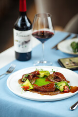 Lamb tongues with caramelized onion puree