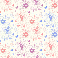 Floral Floral multicolored seamless pattern on white background