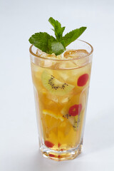 fresh lemonade with mint on white