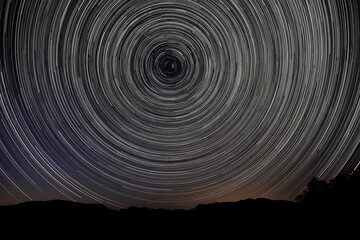Evening Night Under the Star Trails in Joshua Tree National Park