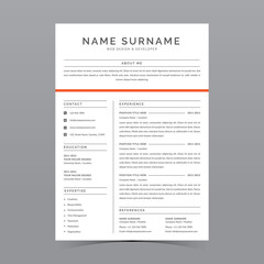 Professional Resume Template Vector Design